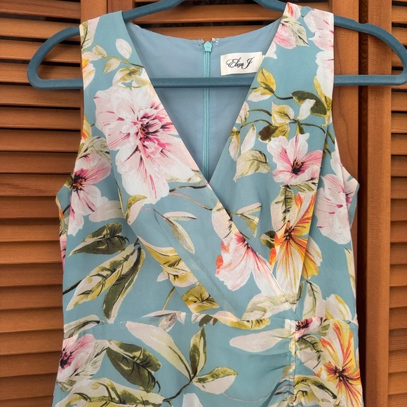 Eliza J Hawaiian Print Dress Blue Floral Tropical Aloha Size 4 - Picture 10 of 13